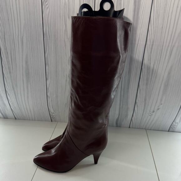 Vintage Women’s Brown Leather Heeled Boots Argentina Size 9  Unbranded - Picture 4 of 11
